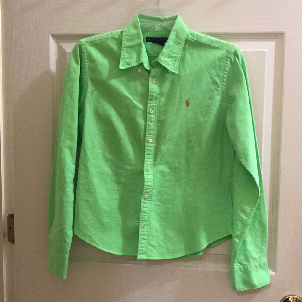 Ralph Lauren lime green button up polo